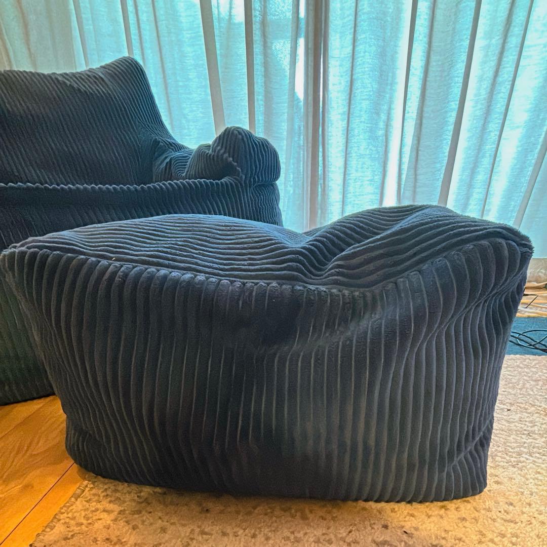 LOOSY 1人掛けビーズソファ＋オットマン Navy