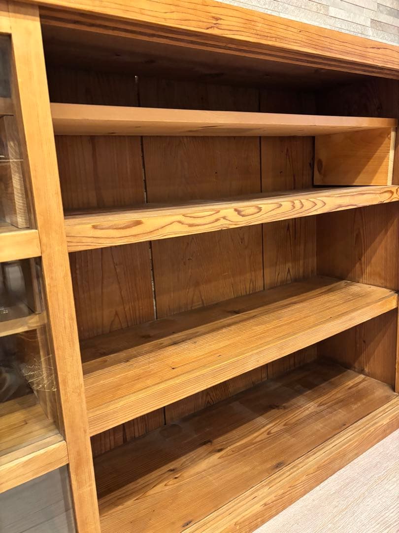 古家具　水屋箪笥　キャビネット 食器棚　収納　本箱　ガラス　古道具　アンティーク