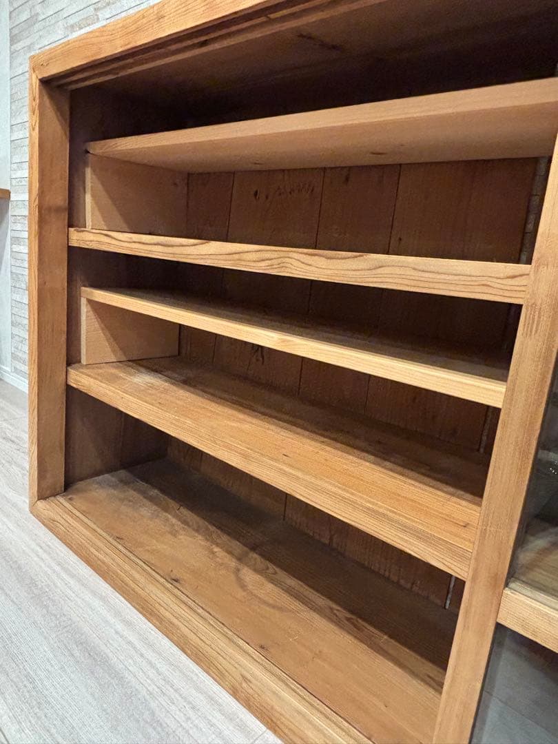 古家具　水屋箪笥　キャビネット 食器棚　収納　本箱　ガラス　古道具　アンティーク