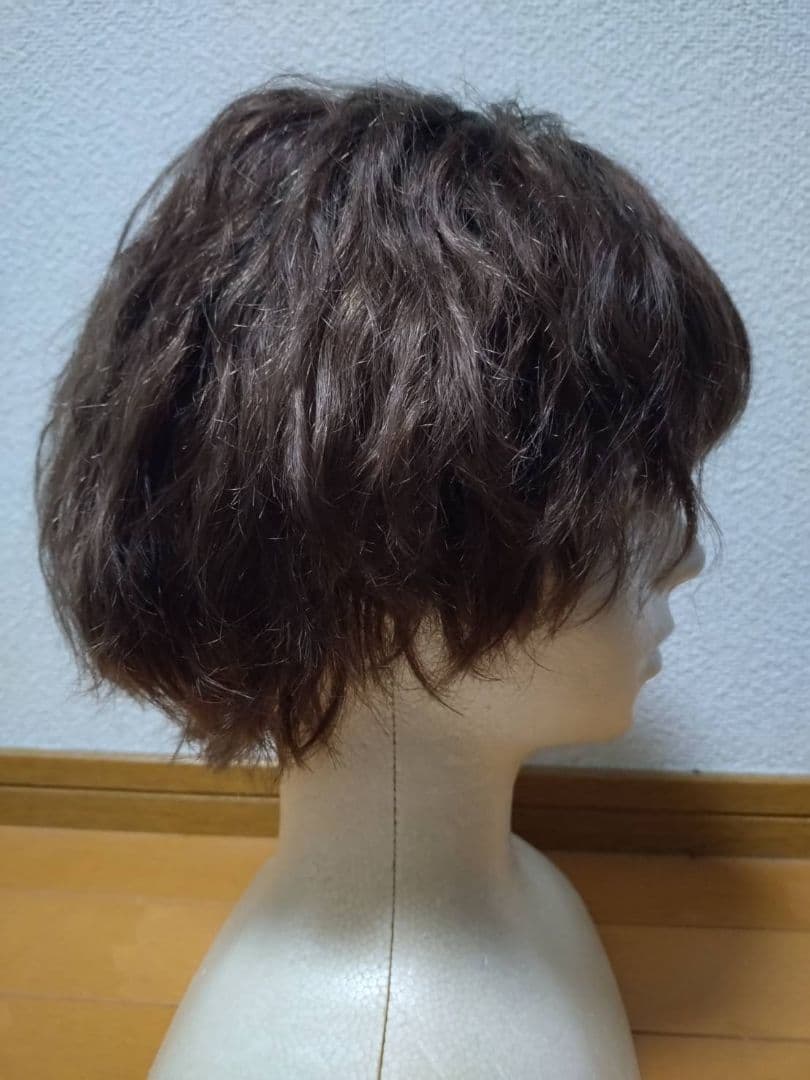 人毛100%　Sサイズ　ブラウン　フルウィッグ　ウエーブ