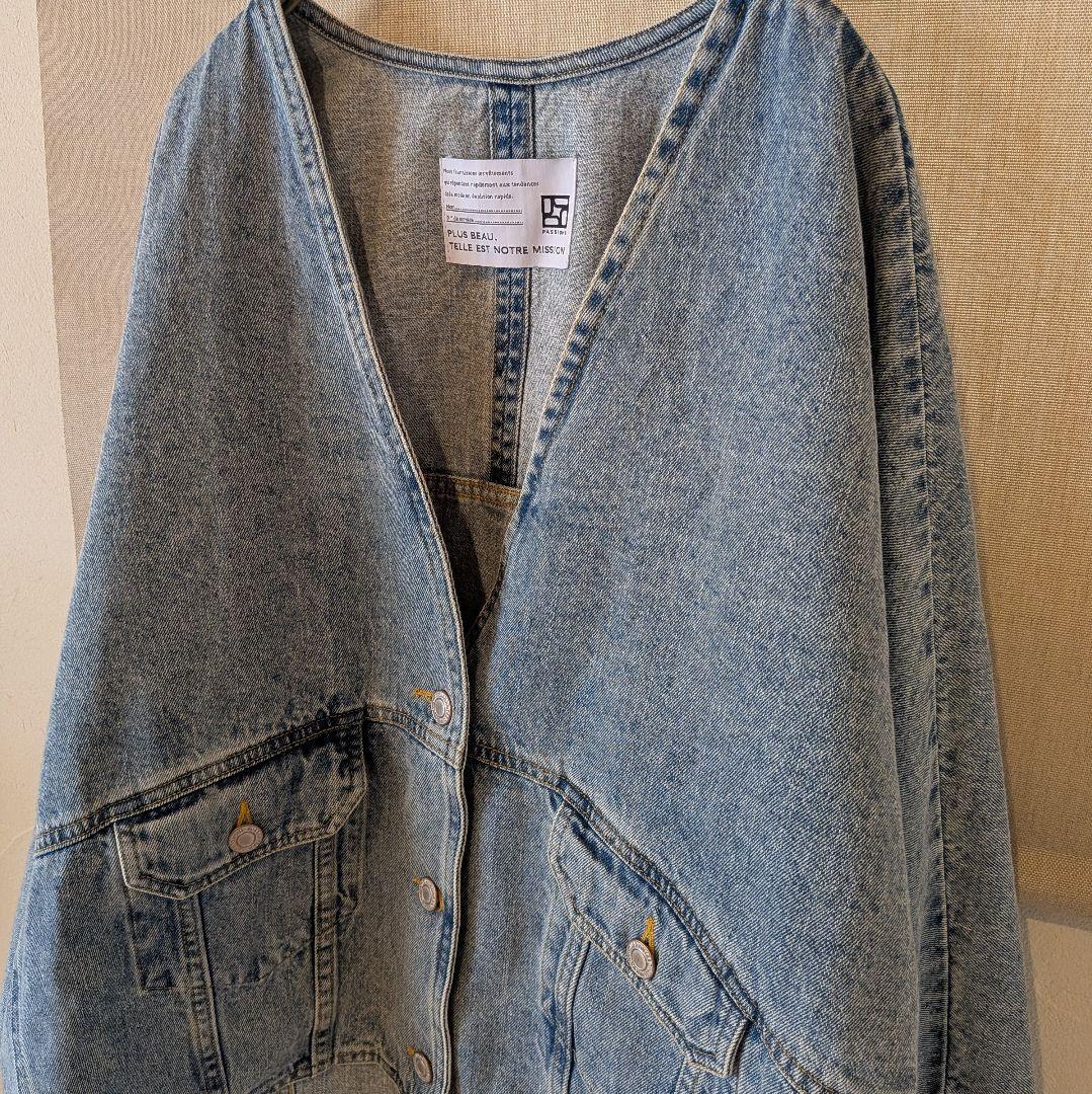 PASSIONE　パシオーネ　デニム Vネック ノーカラー ジャケット