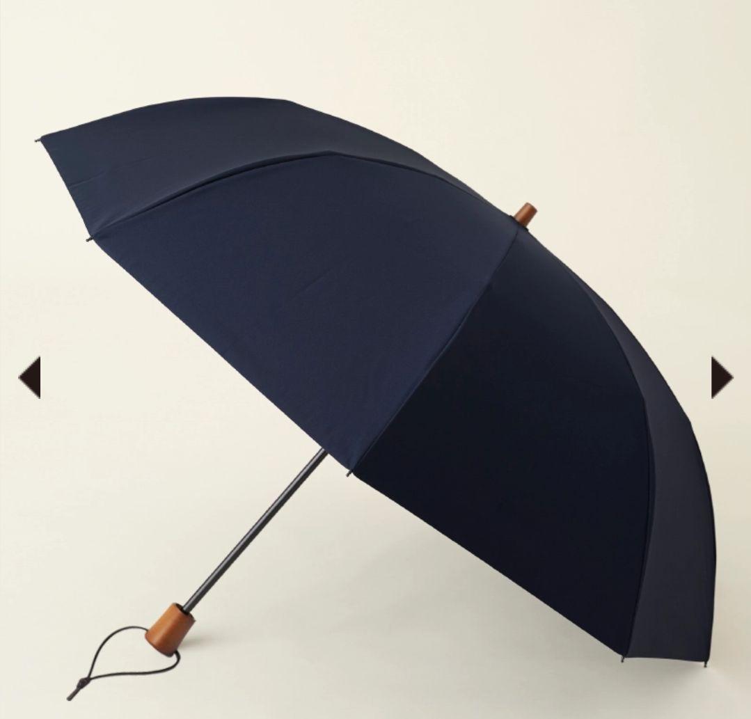★美品★サンバリア100 折りたたみ日傘２段折 大判 / 無地ネイビー