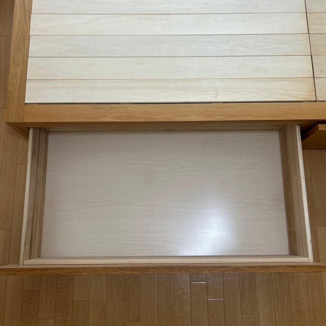 収納付　無印良品　ベッドフレーム　ダブル　オーク材　すのこベット　引き出し付