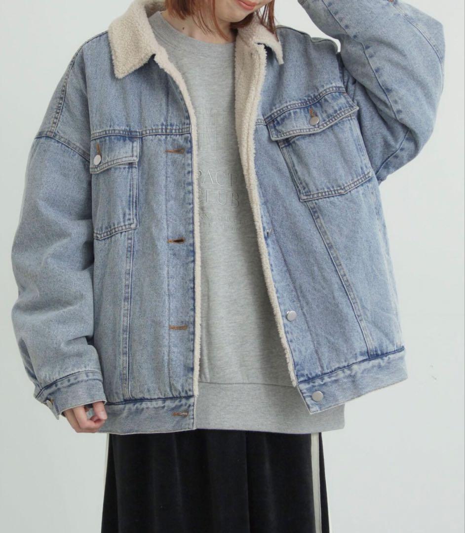 サマンサモスモスデニムジャケット　デニムボアジャケット　ブルー