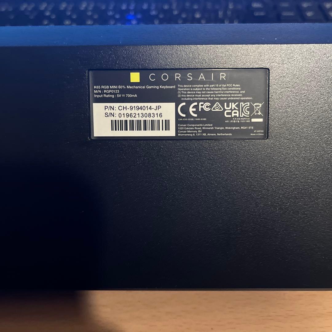 Corsair K65 RGB Mini Cherry MX SPEED銀軸