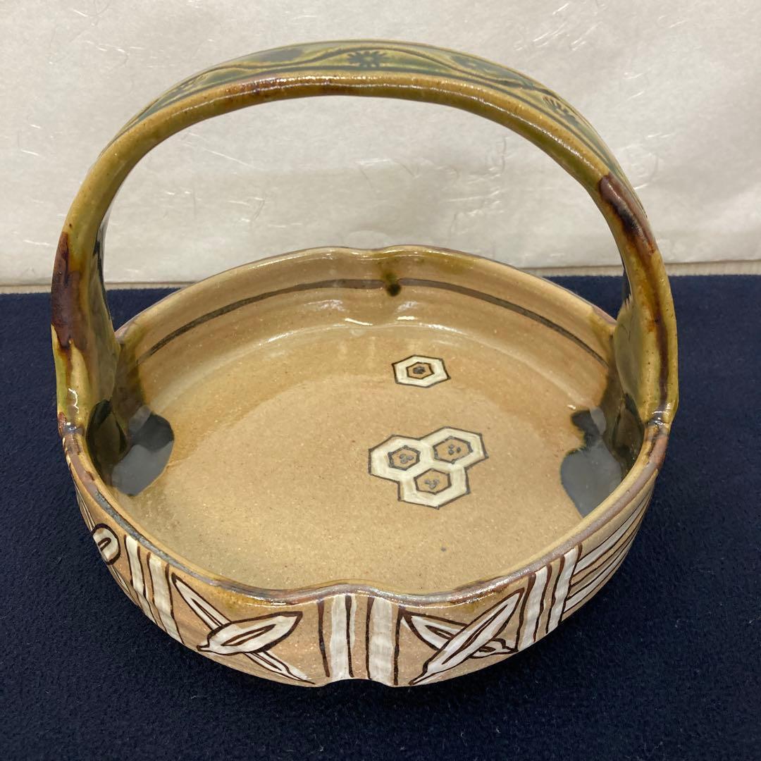 茶道具　鳴海おりべ手付鉢　佐々木八十二作　共箱