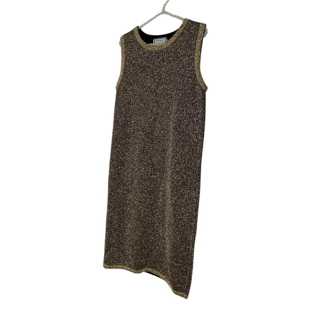 イヴ・サンローラン ヴィンテージ ラメ入り ニットセットアップ ゴールド　M