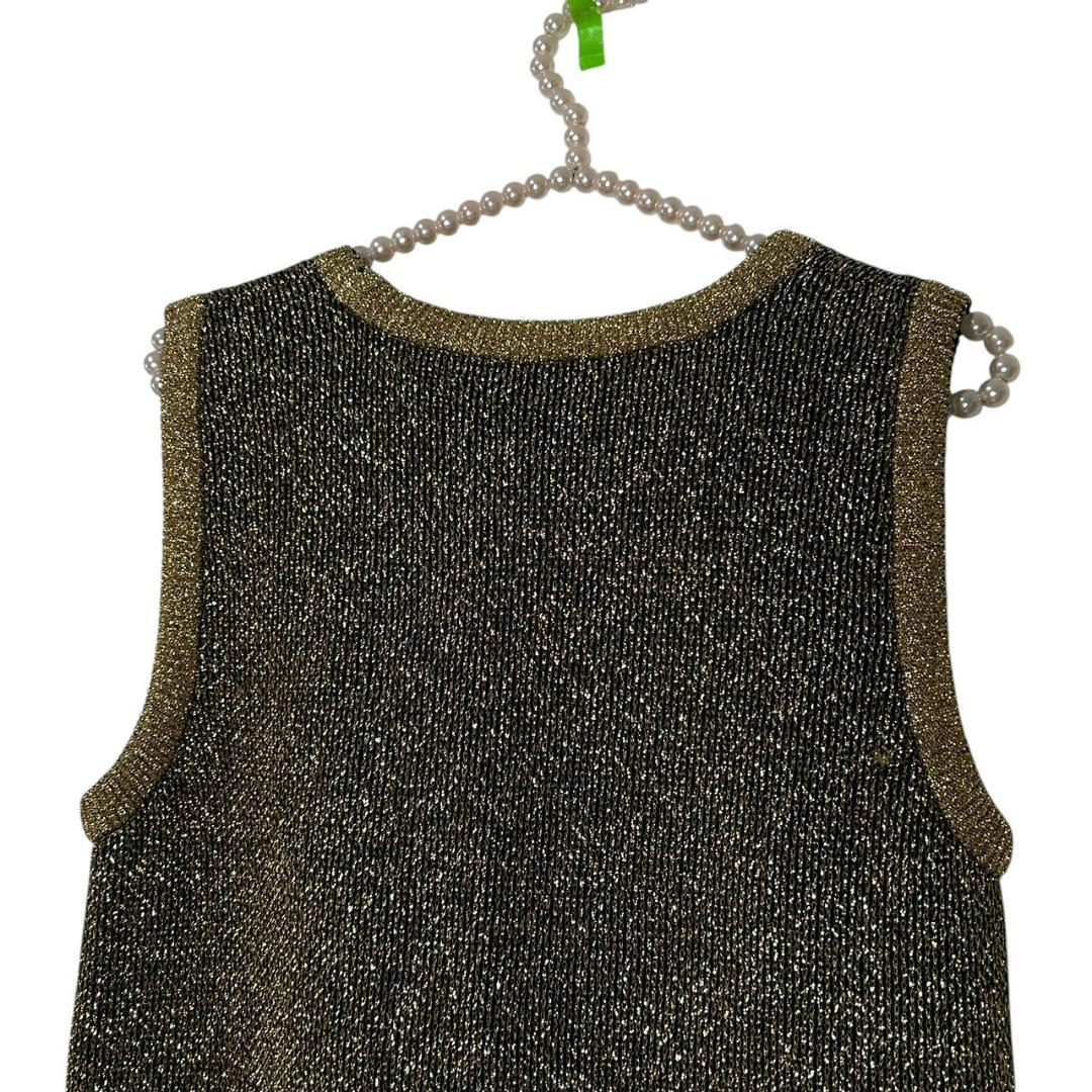 イヴ・サンローラン ヴィンテージ ラメ入り ニットセットアップ ゴールド　M