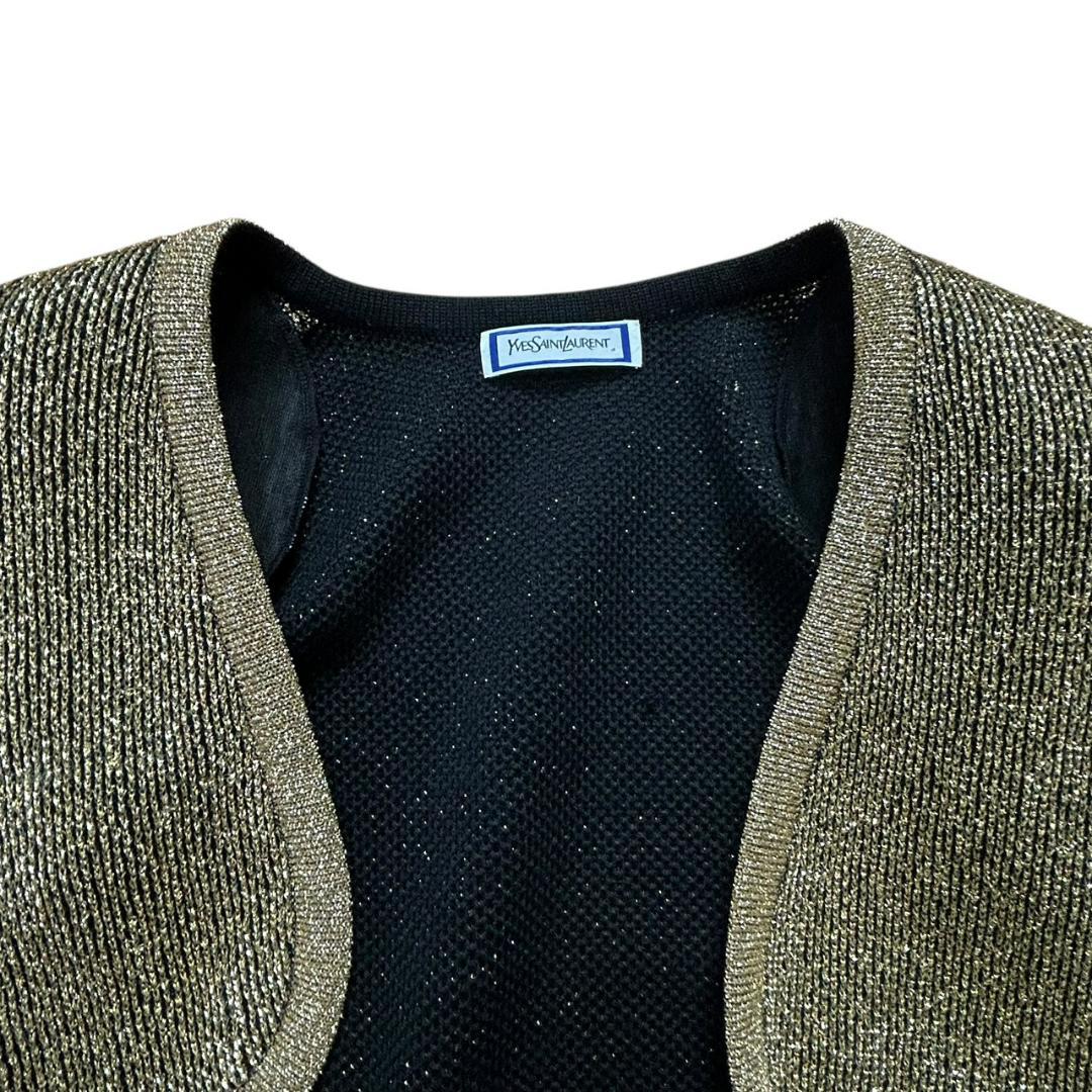イヴ・サンローラン ヴィンテージ ラメ入り ニットセットアップ ゴールド　M