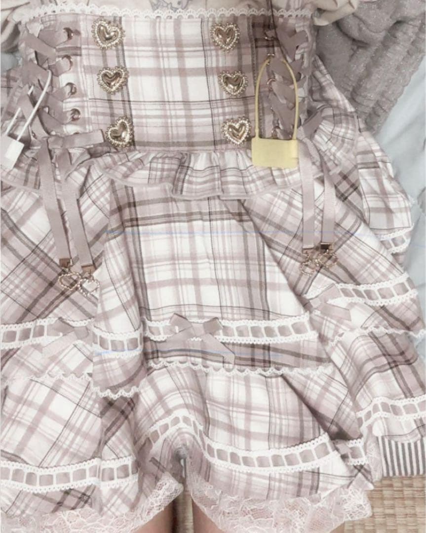 LIZLISA リズリサ ハシゴギンガムティアードスカパン ピンク