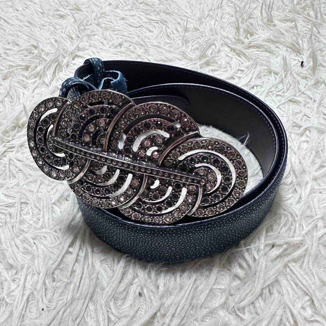 Elliot Rhodes 本革 スワロ装飾バックル ベルト