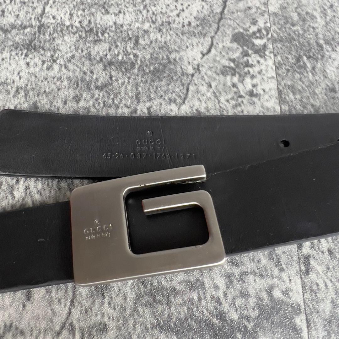 GUCCI Gバックル レザー ベルト ブラック