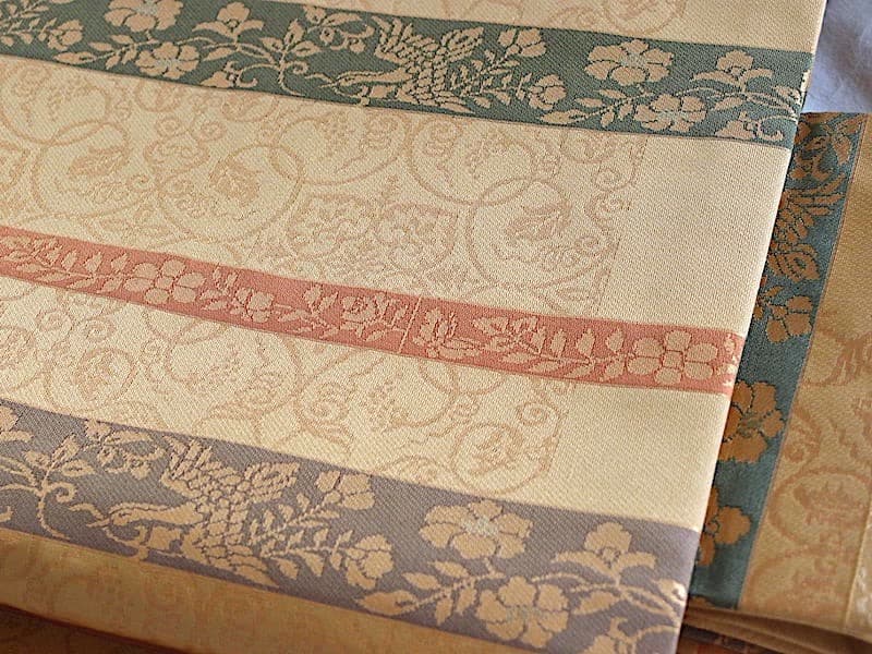 織りの九寸名古屋帯（横段に唐花文）長373 正絹美品