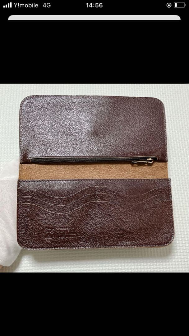 未使用　IL BISONTE イルビゾンテ　レザーフラップ長財布　チョコ　濃茶