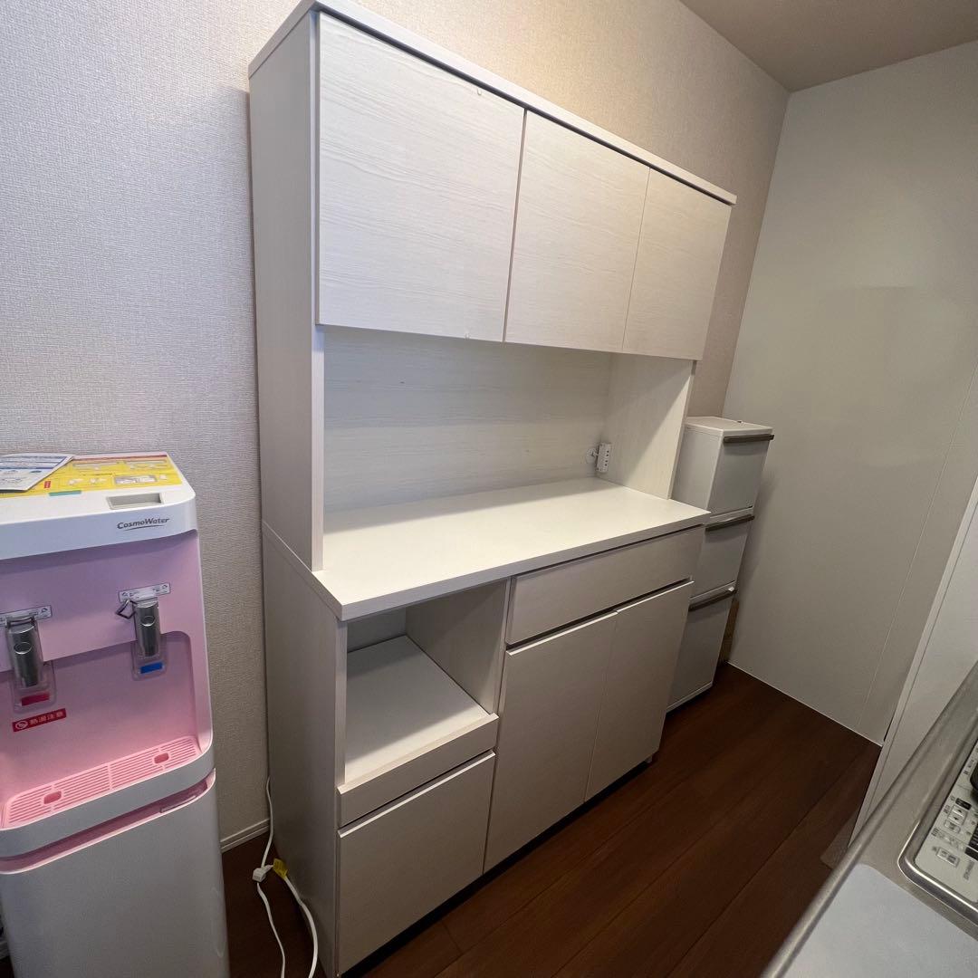 完成品 ホワイト キッチン 食器棚 引き出し ドア ホワイト レンジ台 大容量