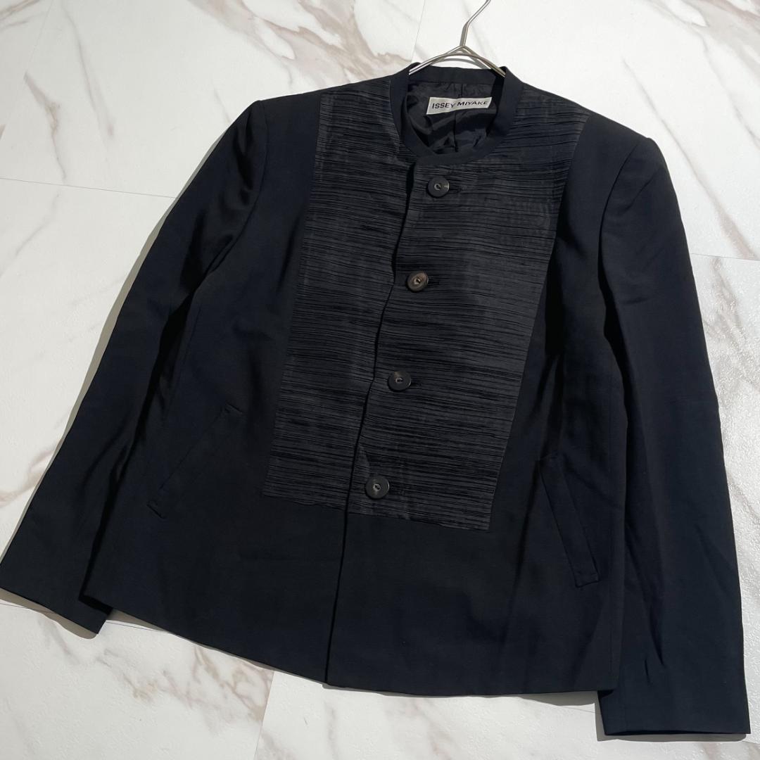 希少✨イッセイミヤケ メンズ マオカラープリーツジャケット 3 黒