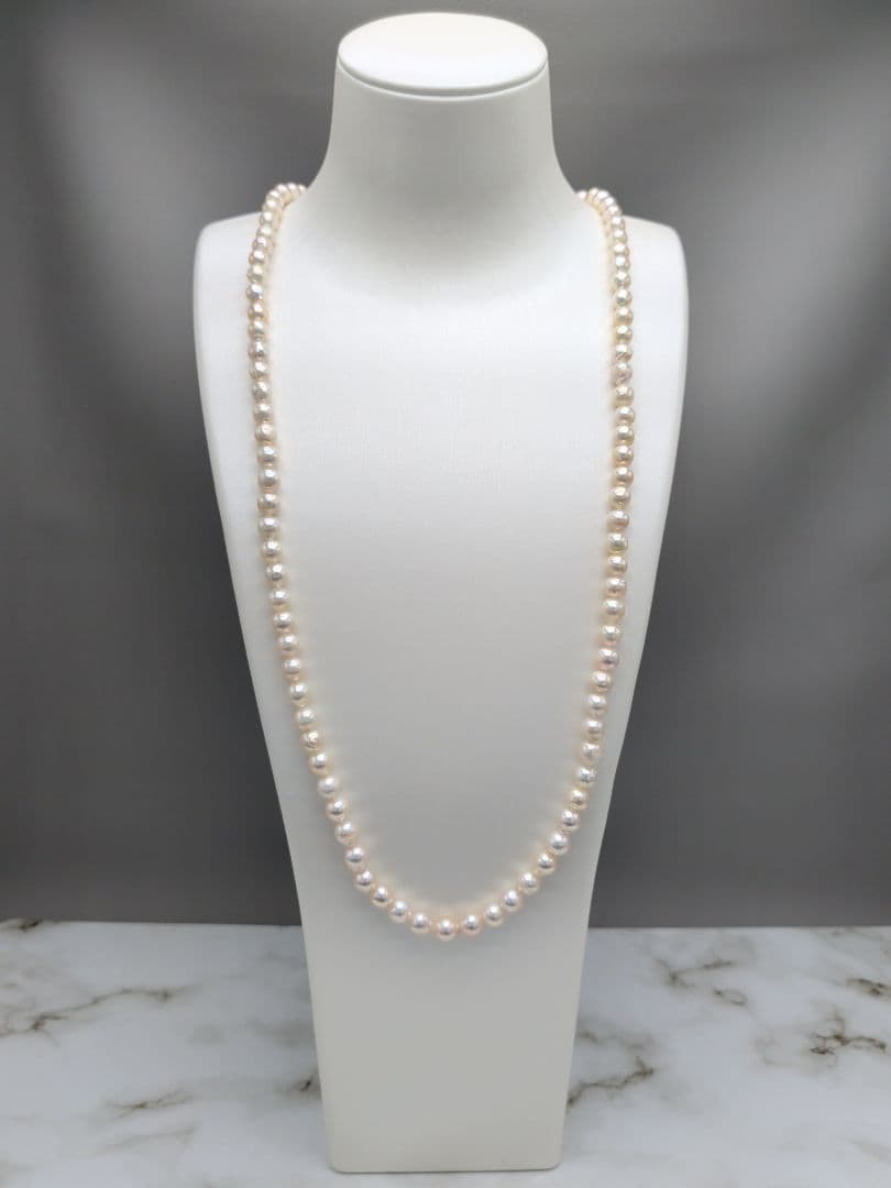 あこや本真珠 2way ロングパールネックレス 7-7.5mm　本真珠保証