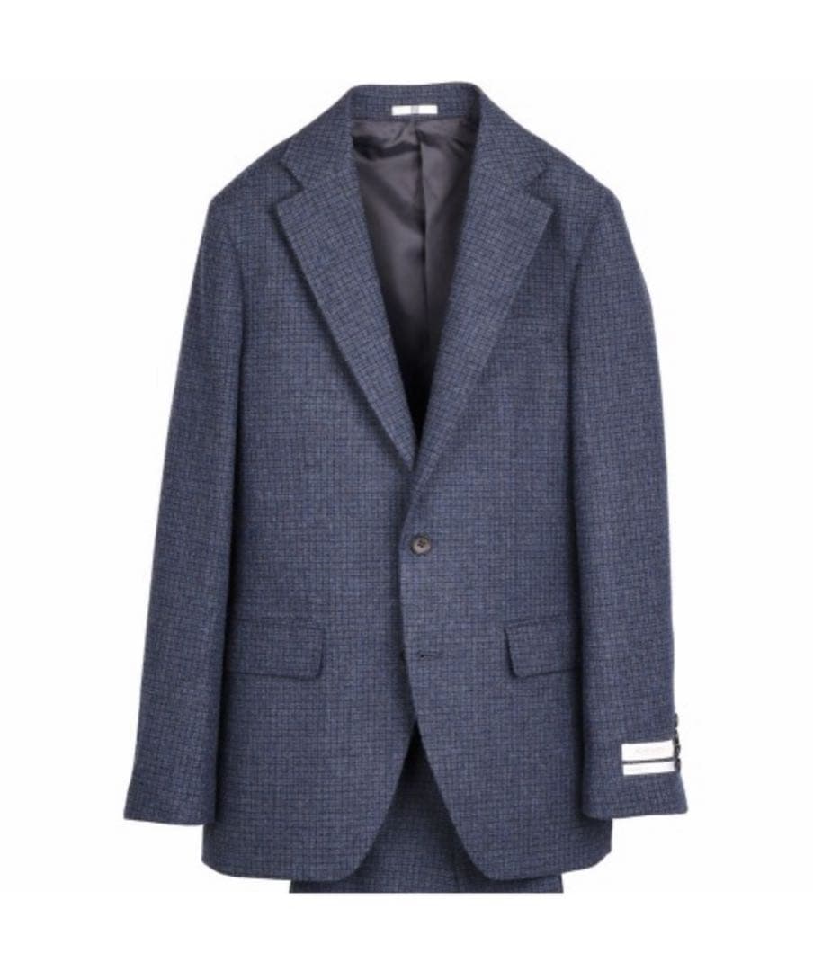 suit select Y4 ダークブルー チェック柄 ビジネススーツ