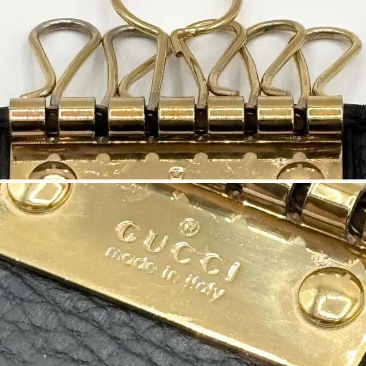 付属品完備✨️グッチ GGマーモント 6連レザーキーケース 黒 ゴールド金具
