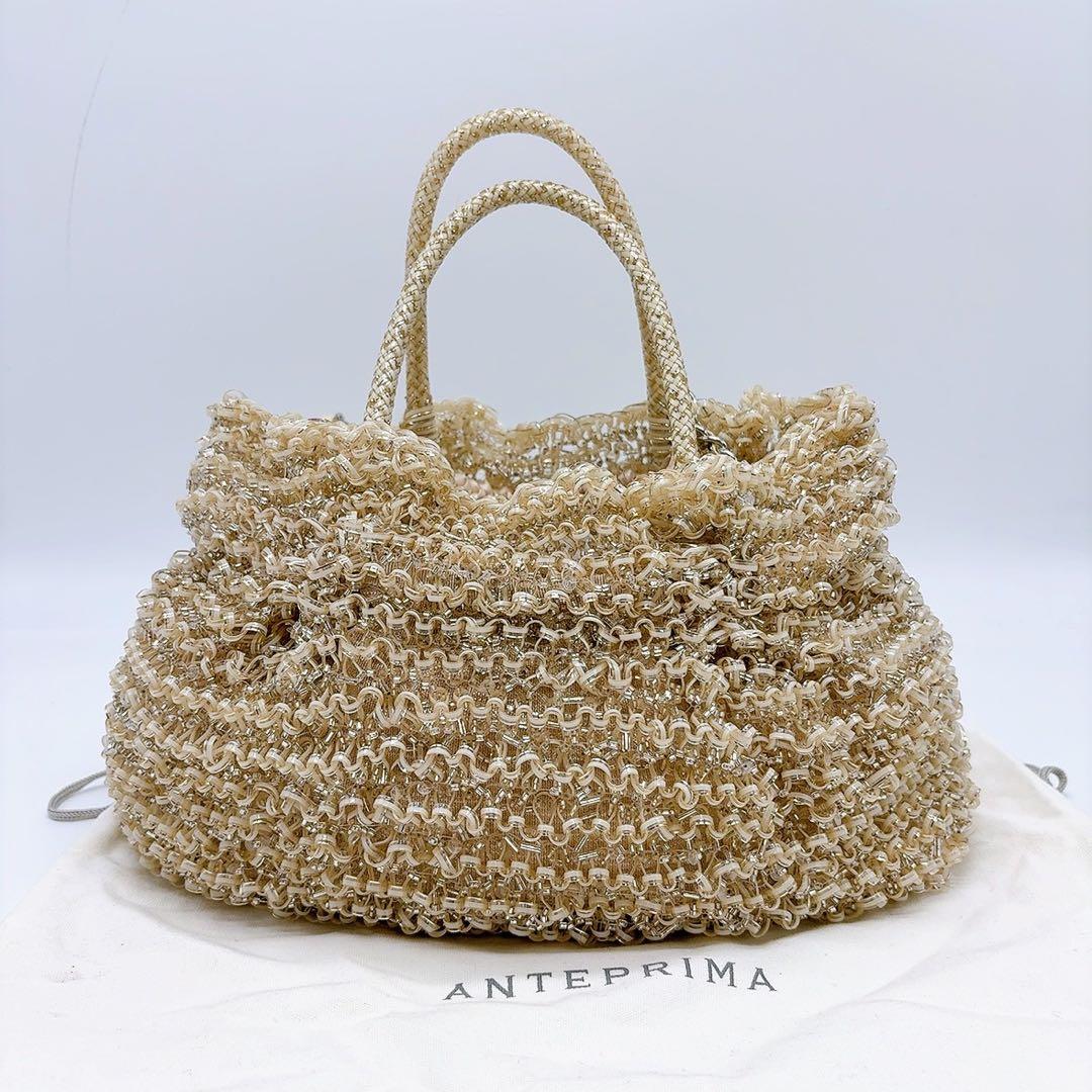 美品 アンテプリマ ワイヤーバッグ 2way チェーン ショルダー ベージュ系