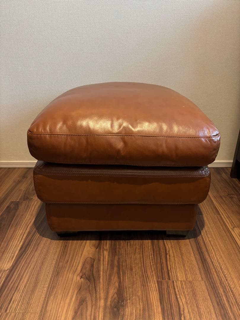 オットマン ブラウンレザー