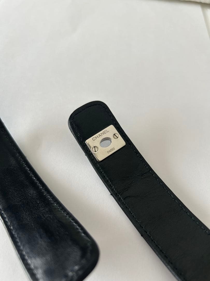 CHANEL シャネル ココマーク 本革 ベルト 75 ブラック