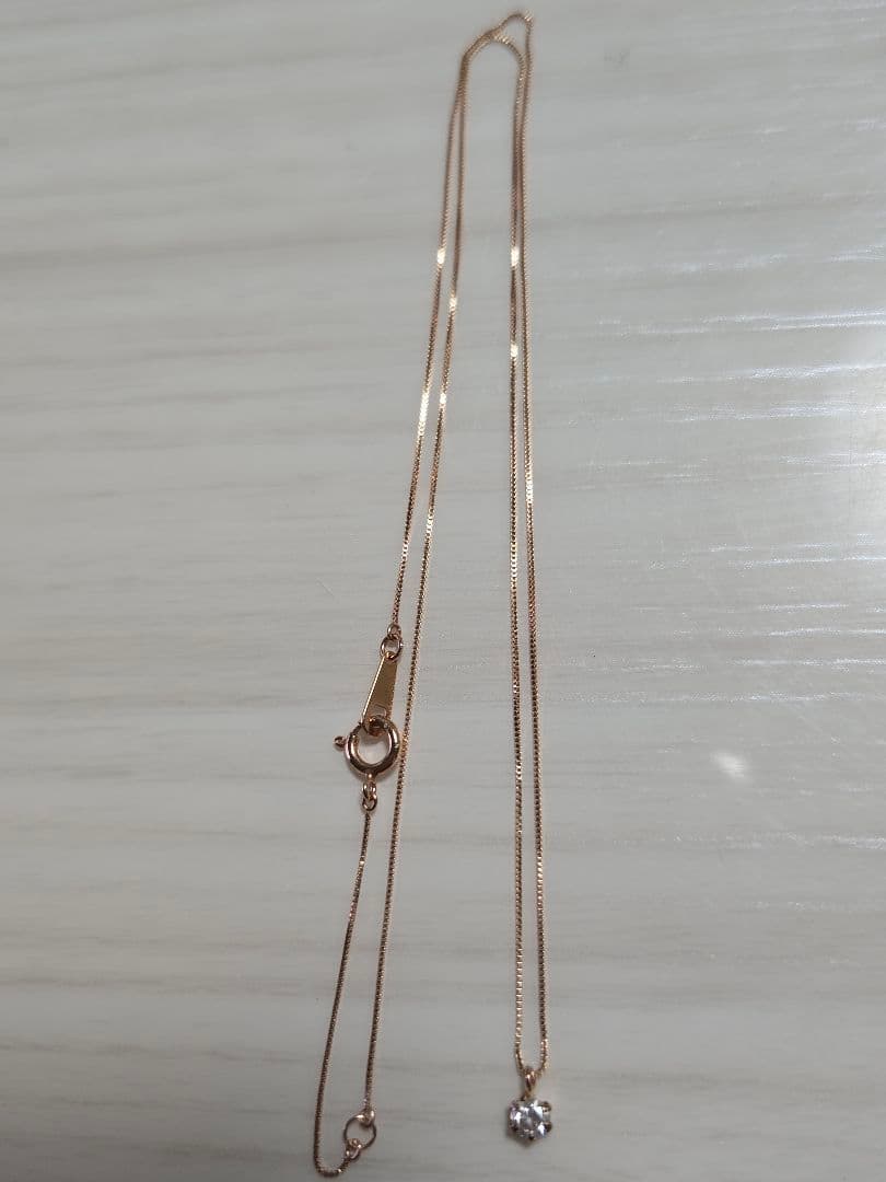 K10PG 天然ダイヤモンド (無色) 0.1カラット 1粒 ネックレス