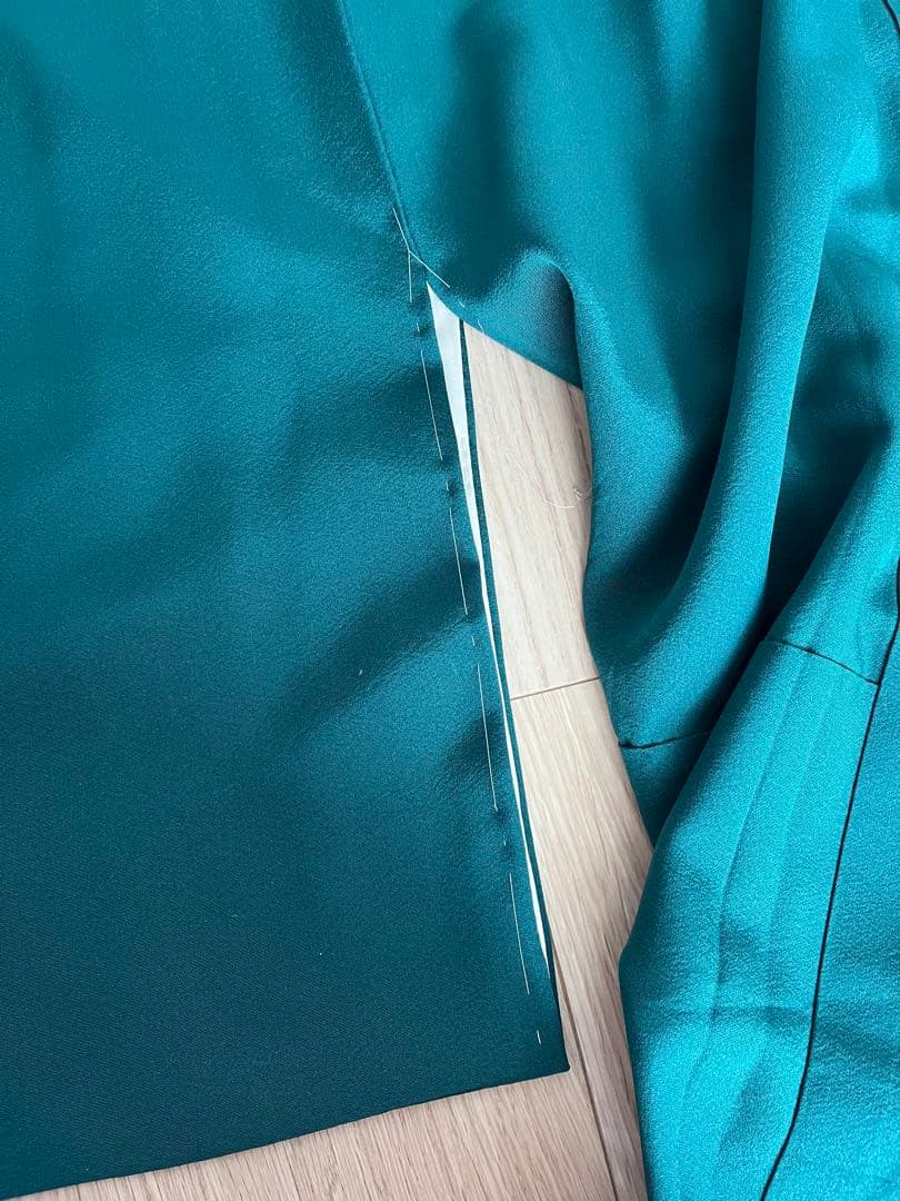 着物 訪問着 深緑色 花柄