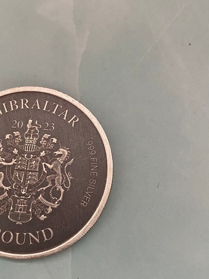 ジャスティス 女神 銀貨 1オンス .999 純銀 アンティーク風 ギブラルタル