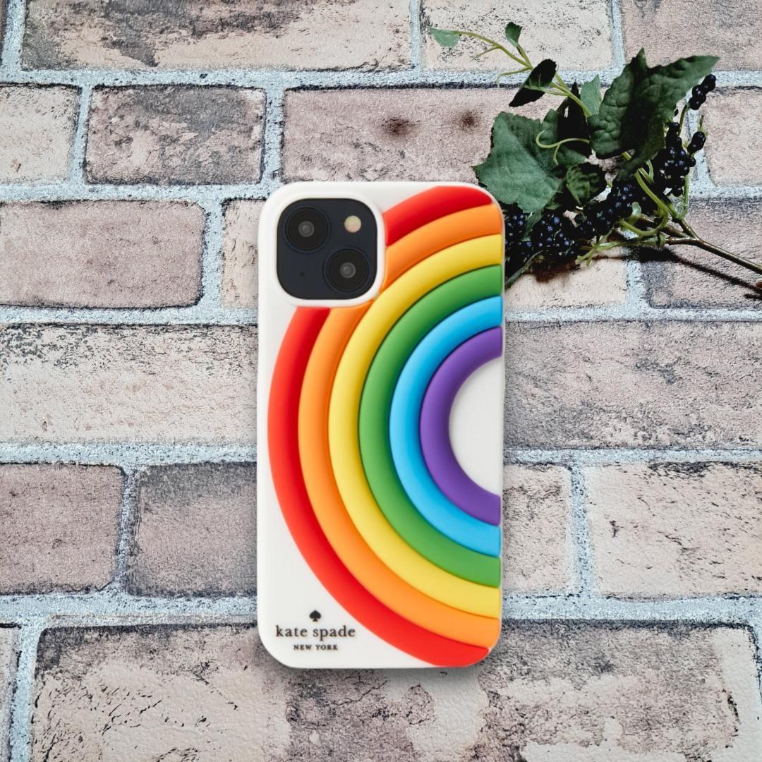 【正規品】 ケイトスペードiPhone14Pro ケース 虹 レインボー