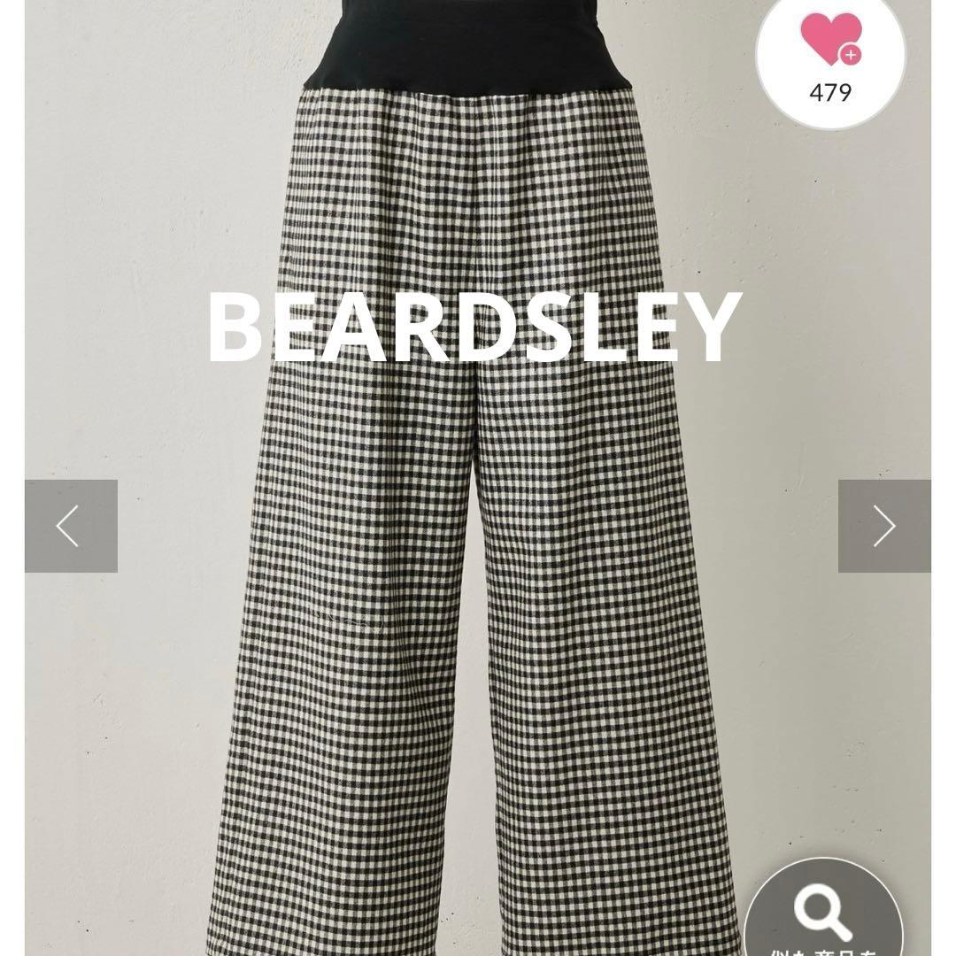 ウエストリブチェックパンツ　ブラック