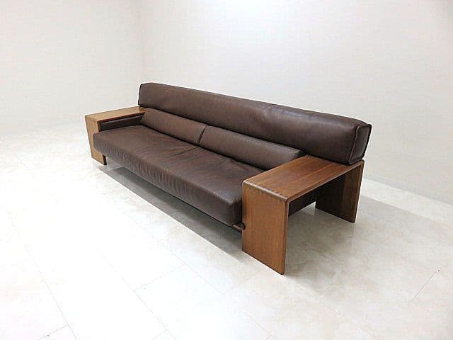 ジ*3様 カンディハウス 「ボルス」 総革3人掛けソファ 　トリプルソファ/3P