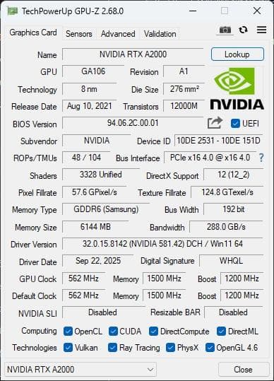RTX A2000 全付属品完備 【S/N:**********687】
