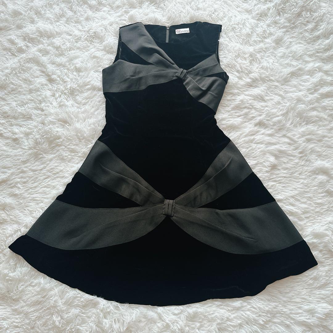 美品✨RED VALENTINO ワンピース リボン 黒 シルク混 パーティ