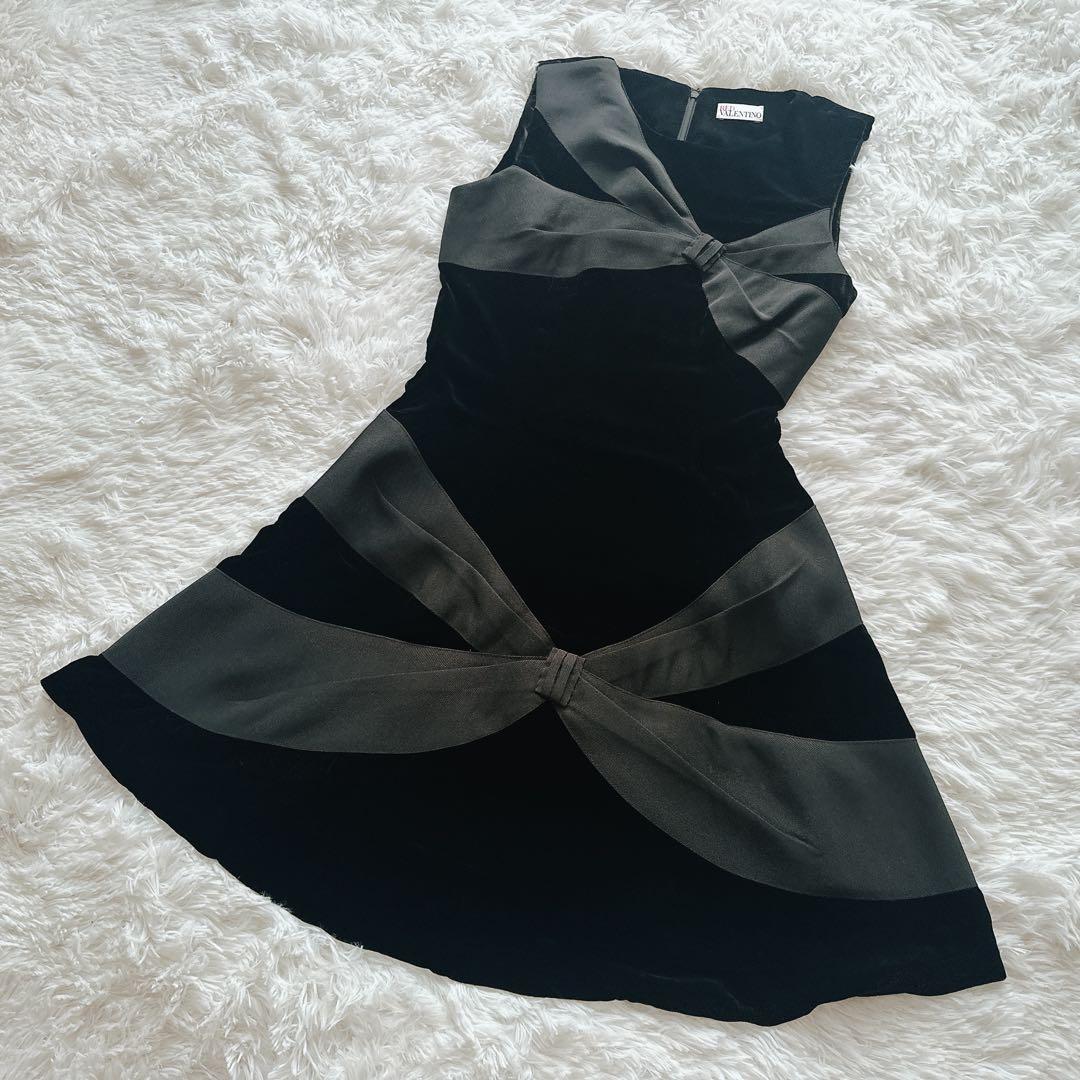 美品✨RED VALENTINO ワンピース リボン 黒 シルク混 パーティ