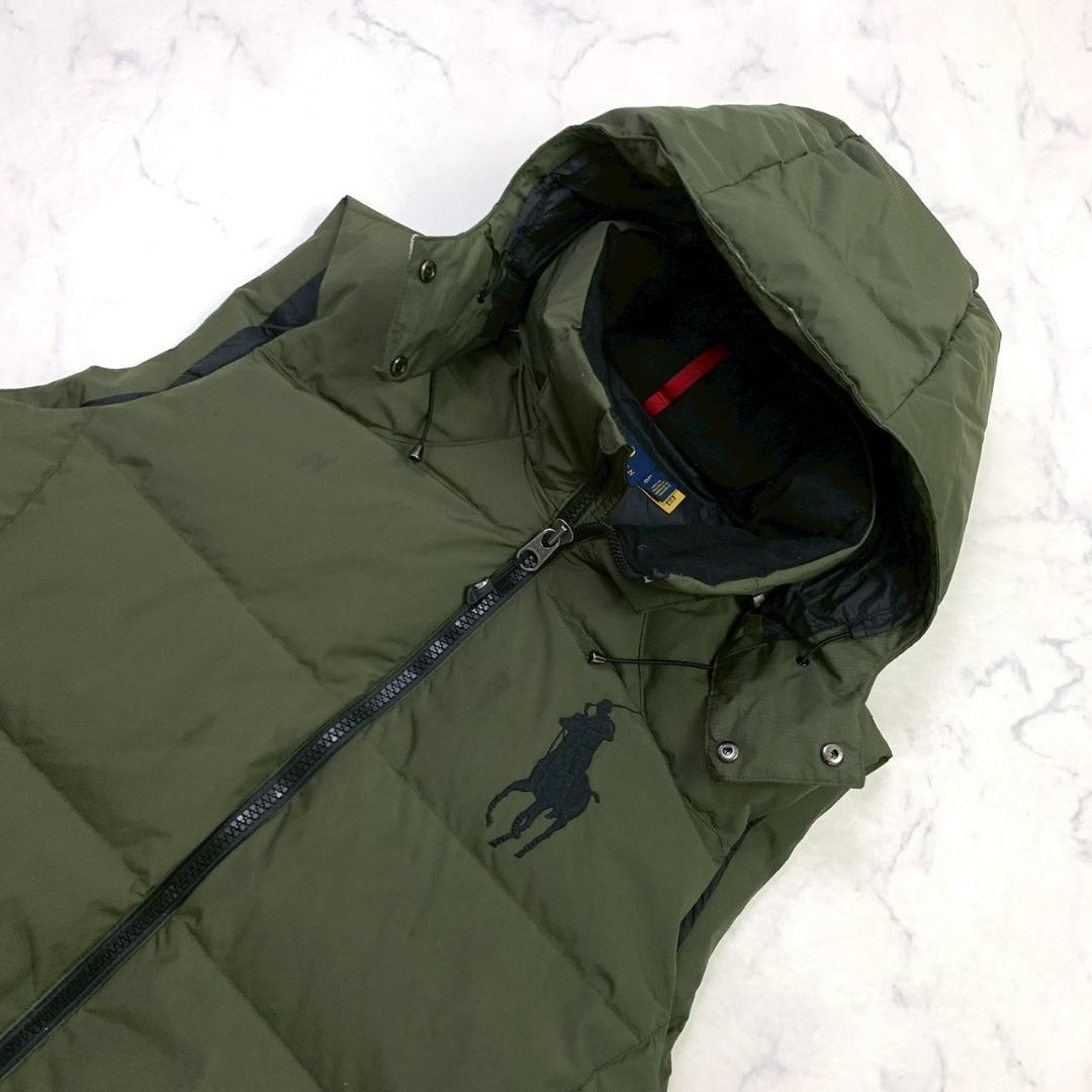 現行タグ★ポロラルフローレン ダウンベスト ビッグポニー カーキ L　D693