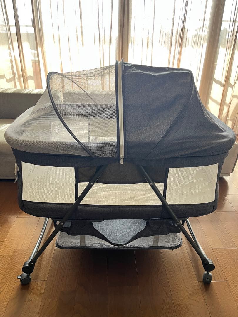 ZOOBLY ベビーベッド クリーニング済 折りたたみゆりかご ベビーマット付き