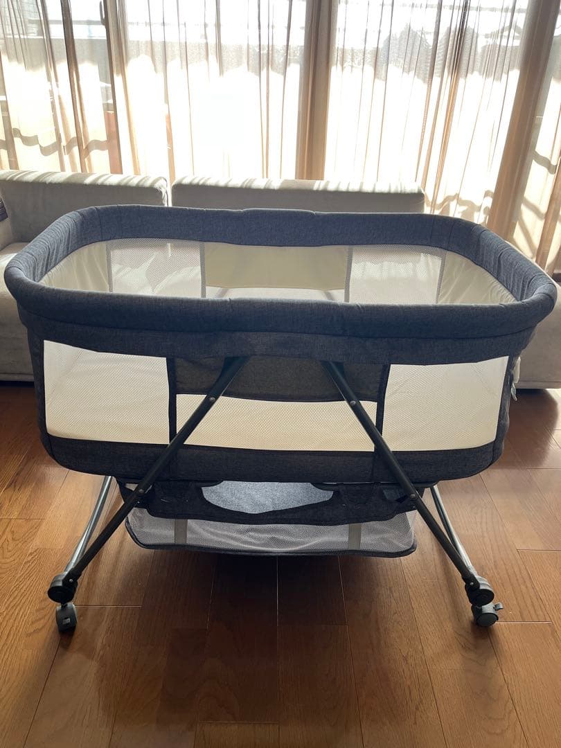 ZOOBLY ベビーベッド クリーニング済 折りたたみゆりかご ベビーマット付き