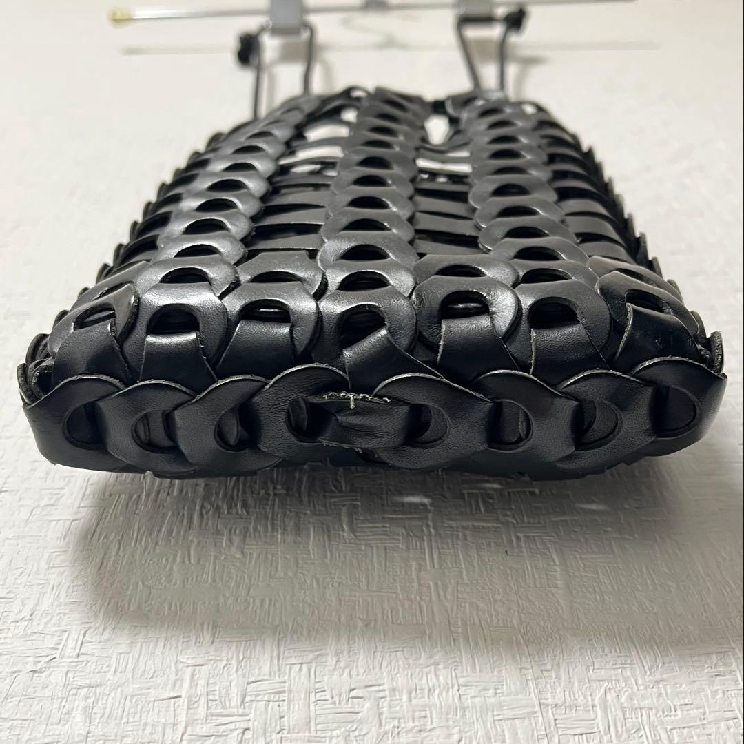 il micio イルミーチョ 巾着 Boho ブラック 黒 牛皮 レザーポーチ