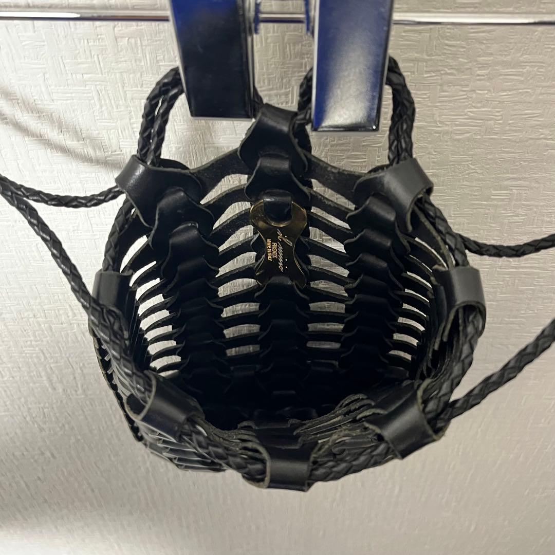 il micio イルミーチョ 巾着 Boho ブラック 黒 牛皮 レザーポーチ