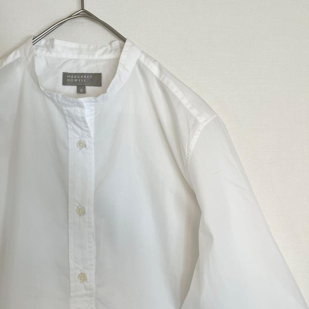 【未使用に近い★人気ボックスシルエット】マーガレットハウエルバンドカラーシャツ白