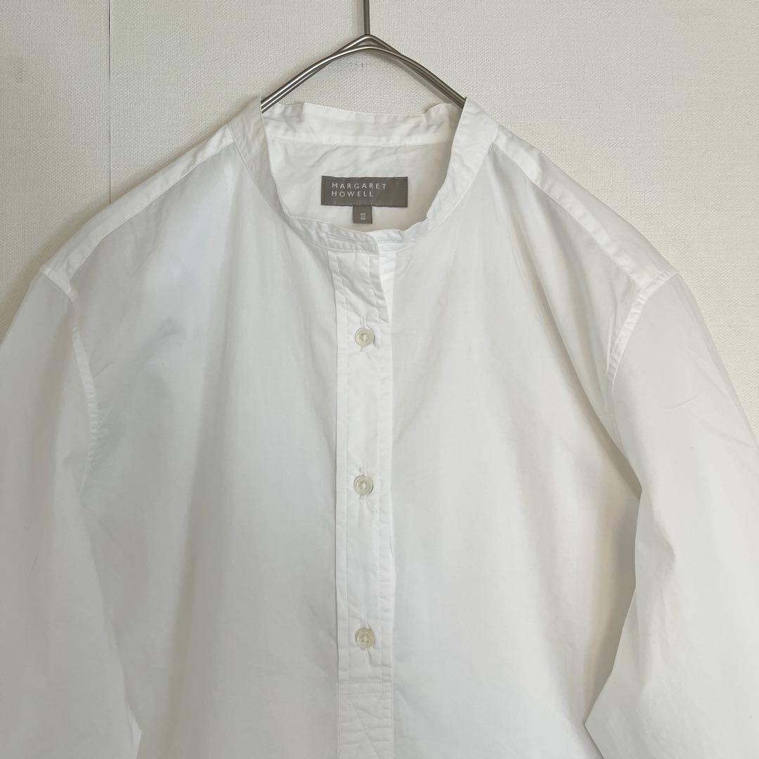 【未使用に近い★人気ボックスシルエット】マーガレットハウエルバンドカラーシャツ白