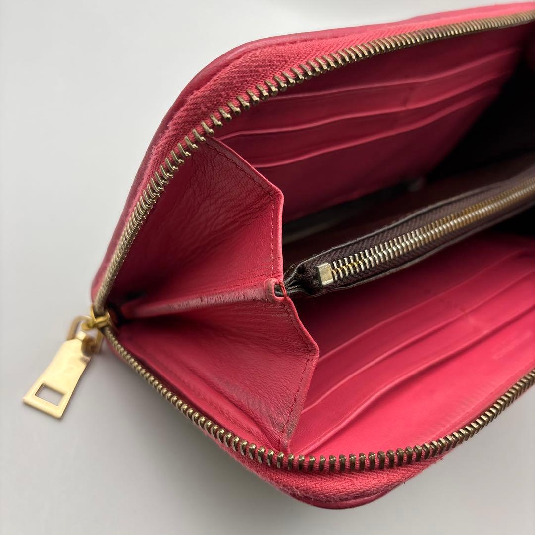 ◆正規品◆ボッティガヴェネタイントレチャート ラウンドファスナー長財布グリーン