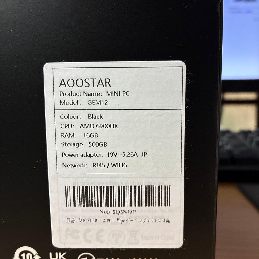 ミニPC AOOSTAR GEM 12 ryzen9 6900hx 1TB 32GB