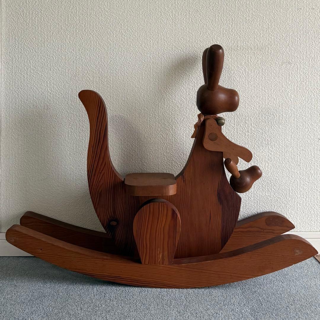 SNT1120 アンティーク カンガルー 木製 木馬 インテリア 昭和レトロ