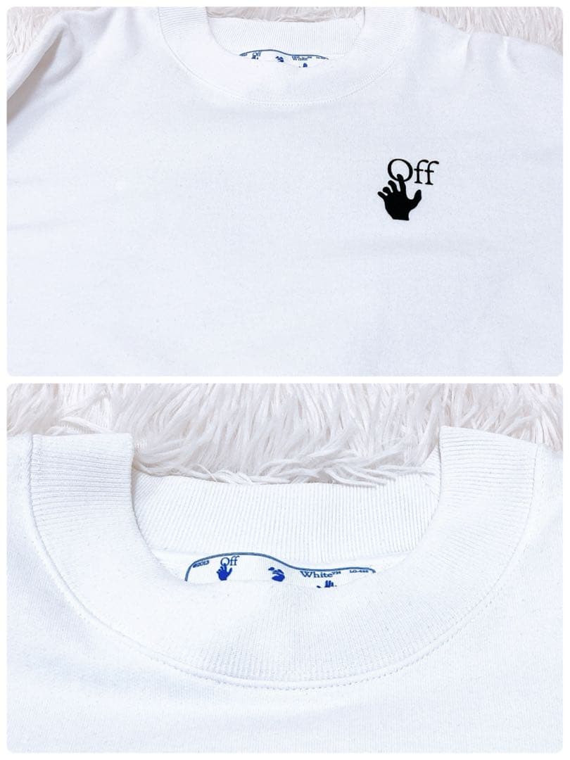 オフホワイト　バックアロー　プリント　スウェット　トレーナー　XL