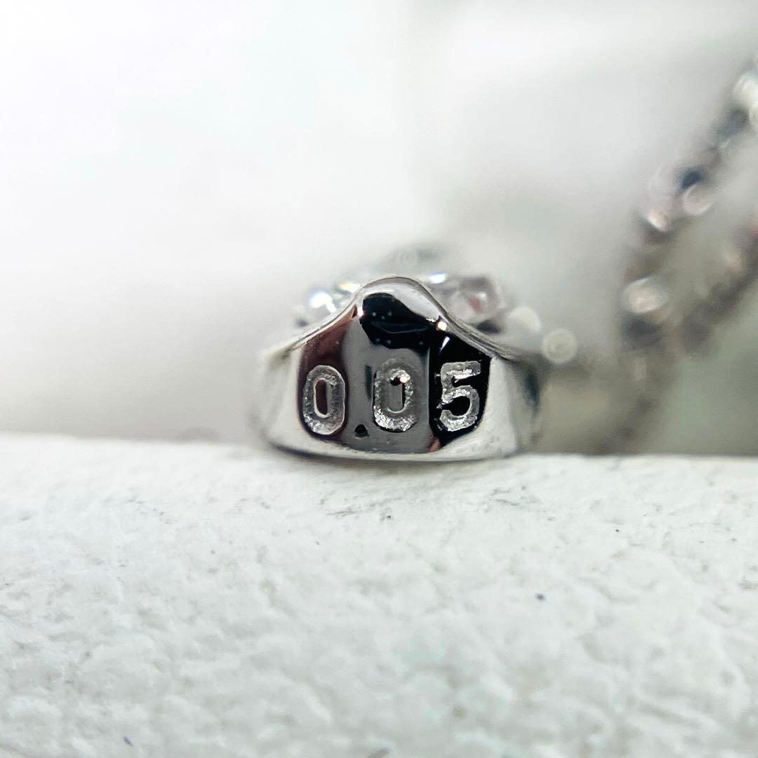 K10WG 1粒 天然ダイヤモンド ネックレス D:0.05ct