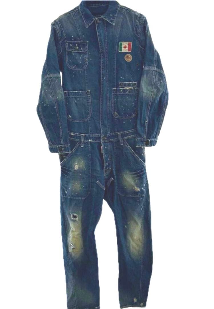 DSQUARED２　オーバーオール　サイズ44　デニム　ダメージ加工　長袖