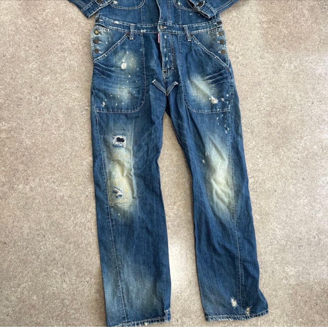 DSQUARED２　オーバーオール　サイズ44　デニム　ダメージ加工　長袖