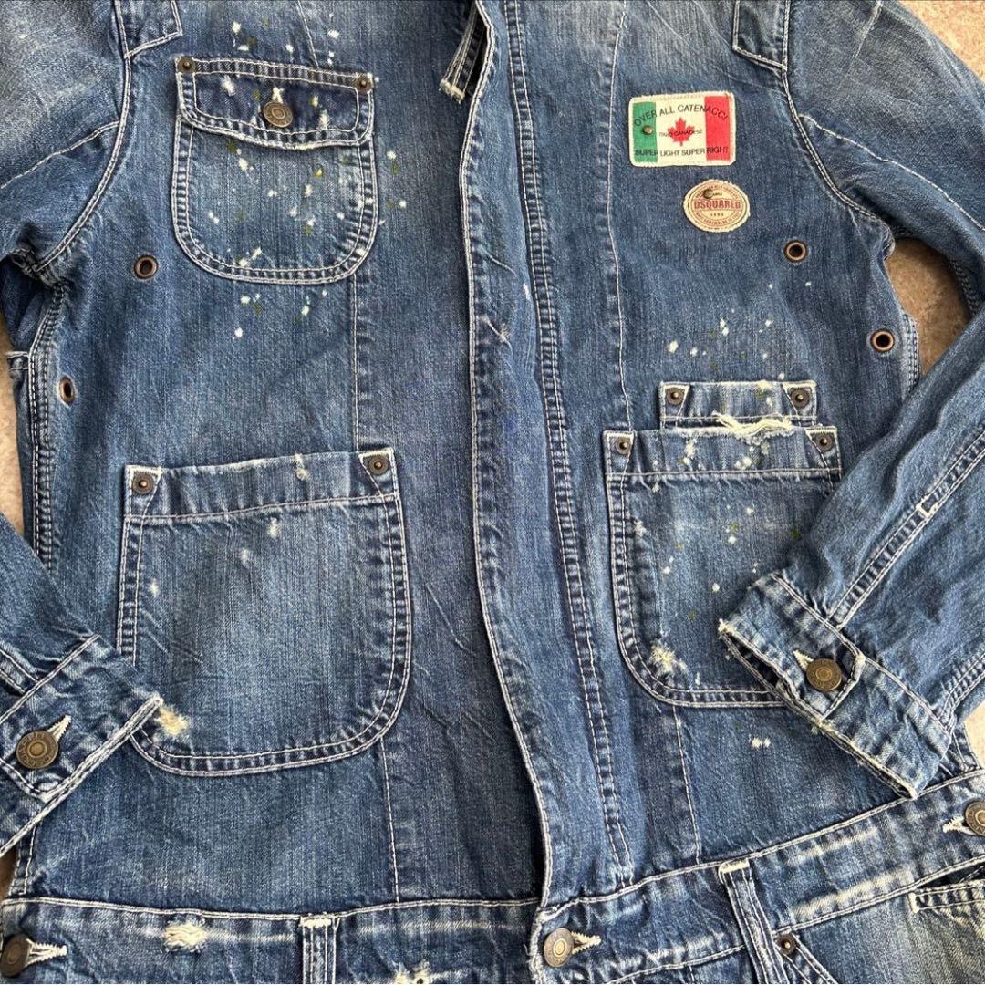 DSQUARED２　オーバーオール　サイズ44　デニム　ダメージ加工　長袖